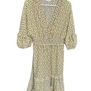Max Studio Yellow Floral Long Sleeve Dress